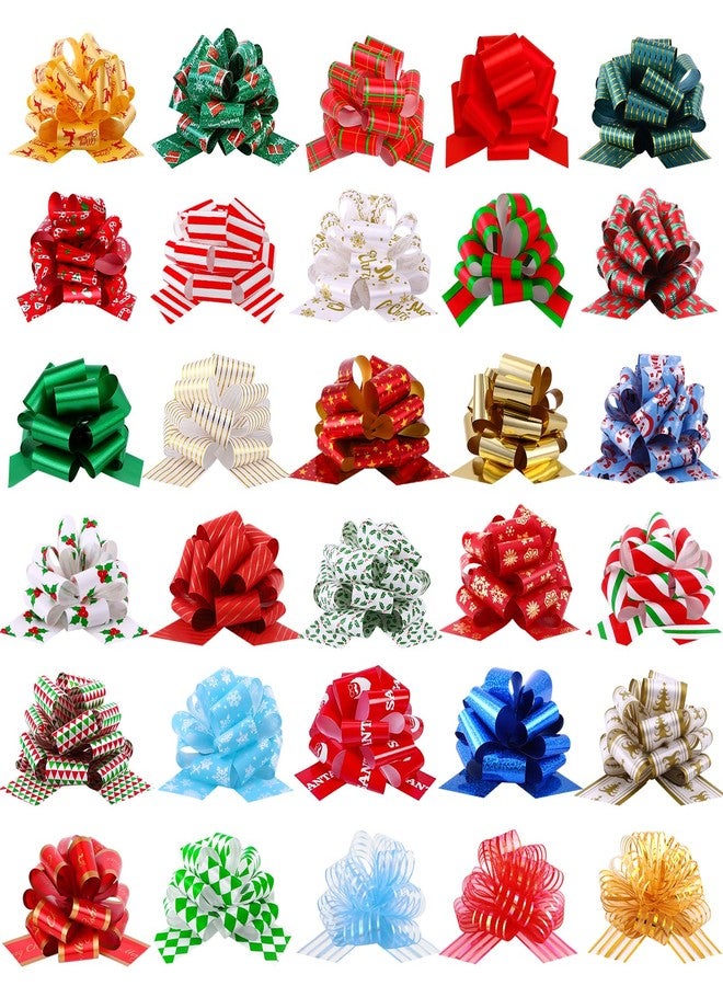 YUJUN 32PCS Christmas Wrap Gifts Pull Bows,Large Ribbon Bows Wrapping Accessory for Xmas Bouquet Basket Bottles Supplies Christmas Wrapping Decoration - Image 1